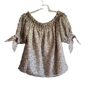 J. ING On and Off the Shoulder Blouse with Tie's at‎ the Sleeve